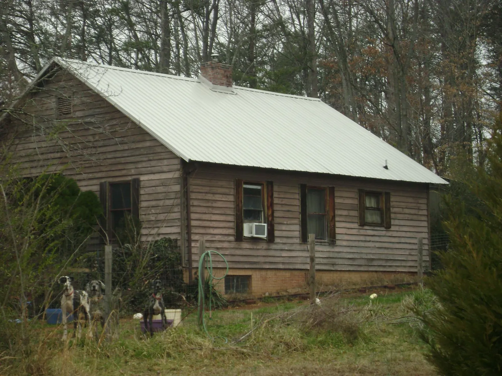 White metal roof on an old wood sided farmhouse, from a Asphalt Shingle Roof Repair job in Three Bridges